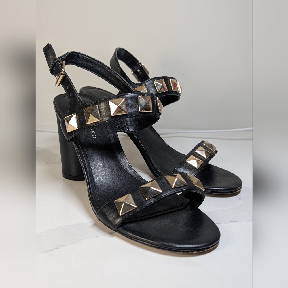 Marc Fisher Black & Gold Studded Heels